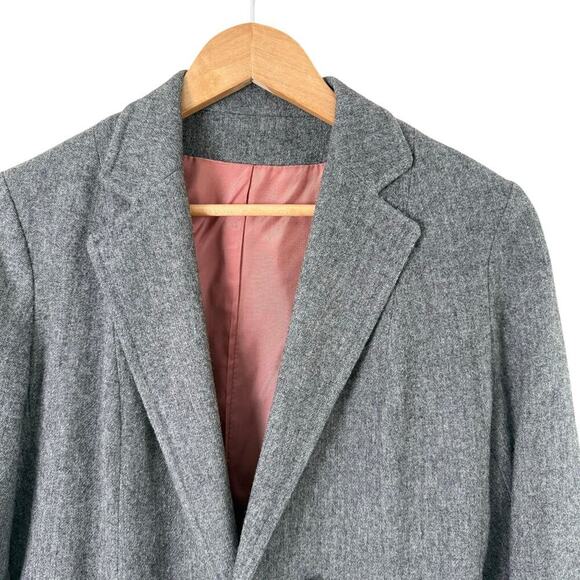 Vintage Saks Fifth Avenue Gray Wool Blazer Jacket One Button Front, Size Medium - Picture 2 of 11